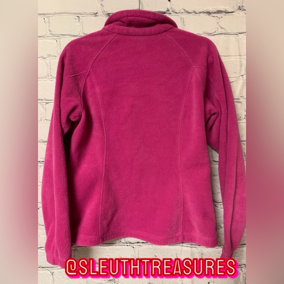 Women’s Columbia Fleece Full Zip Sweater Pink Zip Pockets Drawstring Hem Size M - Picture 2 of 5